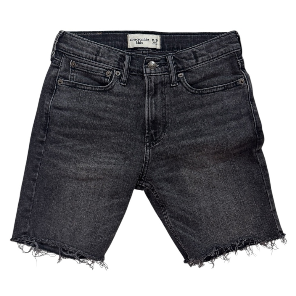 abercrombie kids Charcoal Black Denim Shorts with Metal Button